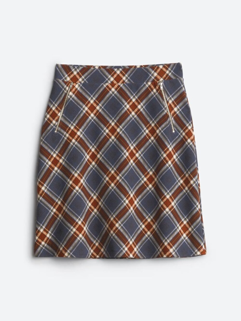 Kaileigh Blue and Brown A-Line Knee-Length Skirt